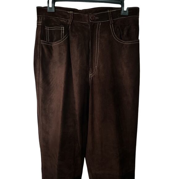 Vintage Cache Women’s Size 12 100% Suede Leather Brown Pants - Picture 3 of 8